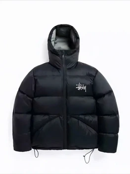 Зимний водонепроницаемый пуховик Stussy в чёрном цвете,размер (M)