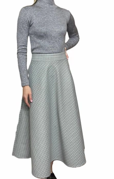Тепла картата спідниця Capricious CAPS0183 XL Оливкова