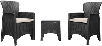 Zestaw mebli ogrodowych Longwell Industrial 2 fotele + stolik Czarne H-058 (5904265080584)