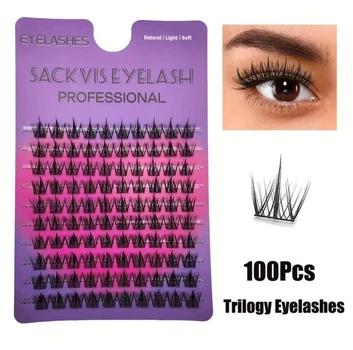 Накладные ресницы кластерные Sackvis Eyelash Professional трилогия 100 шт
