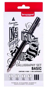 Zestaw do kaligrafii Bruynzeel 60344008 Pióro wieczne kreślarskie czarne wkłady 8 elementów (8712079440367)