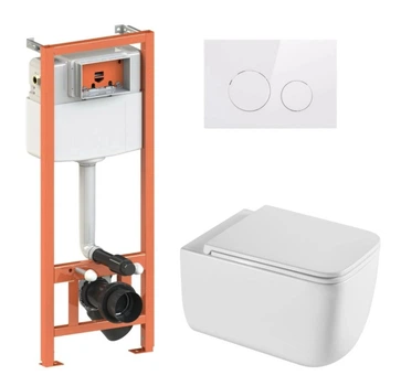 Набор Qtap Nest 4 в 1 подвесной унитаз Gemini Ultra Quiet 530х365х373 + комплект инсталляции QT2533076EUQW46156