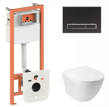 Набор Qtap Nest 4 в 1 подвесной унитаз Jay Ultra Quiet 485x360x320 + комплект установки QT07335177W45139