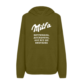 Худі жіноче з принтом ТiШОТКА Milfa витримана Milka XL Хакі (1084856901)