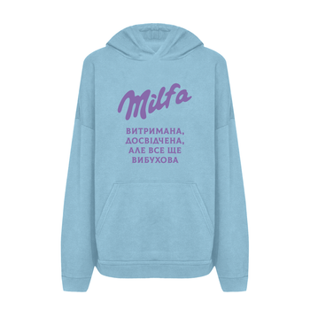 Худі жіноче з принтом ТiШОТКА Milfa витримана Milka M Блакитний (1084856901)