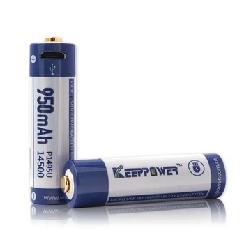 Акумулятор літієвий Keeppower P1495U 14500 3.6V 950mAh (Зарядка від Micro USB)