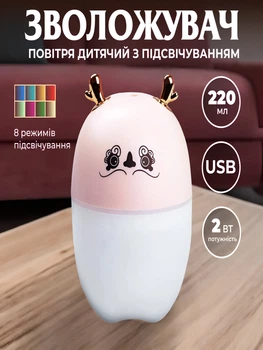 Зволожувач повітря з підсвіткою аромадифузор портативний зволожувач повітря в машину ароматичний дифузор USB нічник у дитячу нічник аромадифузор Humidifier Pink Hofmy QW-14