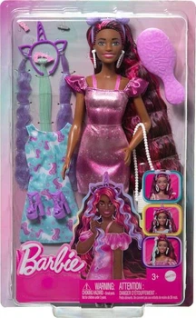 Лялька Барбі Barbie Fun & Fancy з довгим чорним волоссям і кольоровими пасмами JDC86
