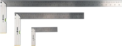 Zestaw kątowników ślusarskich VOREL metalowych ze stopką i libellą 150, 400, 700 mm 3 szt. 18390 (5906083068249)