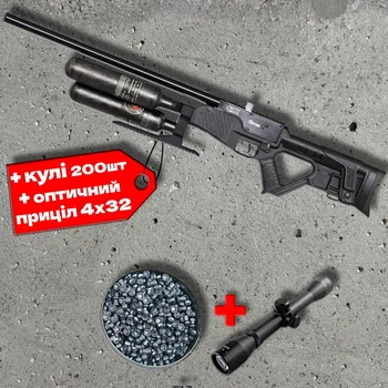 Пневматична гвинтівка PCP Optima BLITZ MEVZI 3 4.5 мм + приціл 4х32 + кулі 200шт — потужна напівавтоматична PCP модель