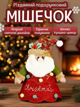 Новогодние мешочки для подарков, подарочный мешочек Санта 20 х 16 см