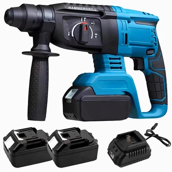 Аккумуляторный перфоратор 20V 1100Вт с двумя аккумуляторами в кейсе Бесщеточный ударный дрель-перфоратор SDS-plus