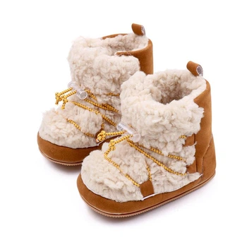 Детские пинетки сапожки утепленные мехом "Cozy Boots" ( длина стельки - 13 см) (12-18 месяцев) коричневые (KS1007)