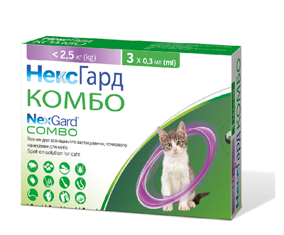 Краплі Boehringer Ingelheim NexGard Combo проти паразитів для котів до 2,5 кг 1 піпетка