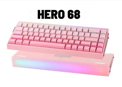 Игровая Клавиатура AULA HERO 68 HE Pink Магнитные Свитчи. Проводная 8000Hz/s. RGB Панель, 68 keys, Switch 0.1mm. Rapid Trigger