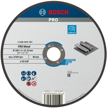 Круг отрезной Bosch PRO Metal 180×3×22.23 мм (2608603167)