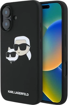 Панель Karl Lagerfeld Silicone Double Heads Print MagSafe для iPhone 16 Plus Black (3666339319533)
