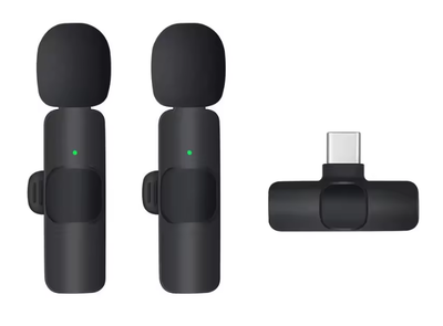 Комплект бездротових петличних мікрофонів Type-C one to two 70mAh 2.4ГГц Black (500285)