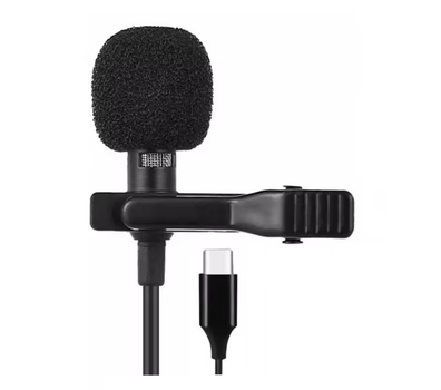 Петличний мікрофон петличка Omni-Directional Stereo Type-C 1.5m Black (500284)