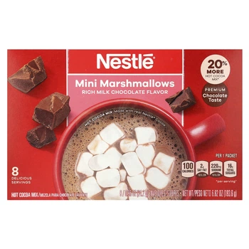 Насичений молочний шоколад Mini Marshmallows, Nestle Hot Cocoa Mix Міні-зефір, 8 пакетиків по 24,2 г