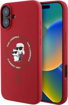 Панель Karl Lagerfeld Silicone Karl&Choupette Heads Ring MagSafe для iPhone 16 Red (3666339318680)