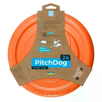 Игровая тарелка PitchDog для апортировки, оранжевая, диаметр – 24 см.