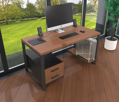 Комп'ютерний стіл з натурального дерева (ясен) Mister Loft Альфред Wood BL 160*80*90 Махагон Світлий Махагон Світлий - Чорний (22160397)