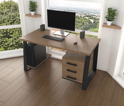 Комп'ютерний стіл з натурального дерева Mister Loft Джорджія Wood 160*80*75 Золотистий Пісок Золотистий Пісок - Чорний (22101141)