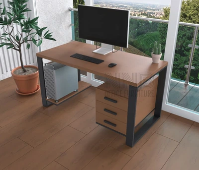 Комп'ютерний стіл з натурального дерева Mister Loft Остін Wood 120*60*75 Махагон Світлий Махагон Світлий - Чорний (22200001)