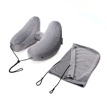 Эргономичная комфортная дорожная подушка H-Shape с капюшоном, серый KT7006237
