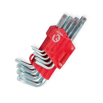 Набор ключей шестилучевых Г-образных TORX Т10-Т50 (к-кт 9 шт) короткие INTERTOOL
