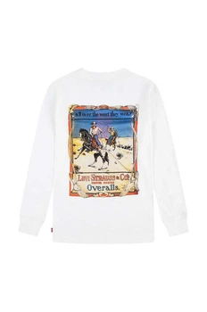 Хлопковый детский лонгслив Levi's GIDDY UP LS TEE для мальчика Молочный (428 pvu white (110 (5A))