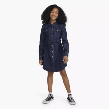 Джинсовое платье Levi's для девочек темно-синее (J350 pvu daisy-chain (140 (10A))