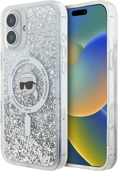 Панель Karl Lagerfeld Liquid Glitter Karl Head Magsafe для iPhone 16 Plus Transparent (3666339319175)