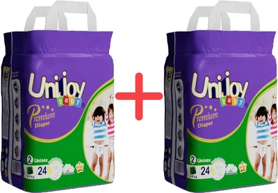 Упаковка подгузников Unijoy baby Premium S 3-6 кг 24 шт х 2 пачки (6973920541011_2)