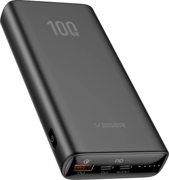 УМБ Veger T100 20000 mAh 100W PD/QC3.0 Black (6970453555461)