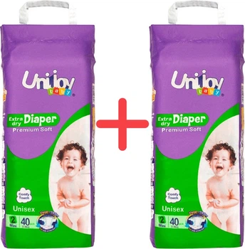 Упаковка подгузников Unijoy baby Soft S 3-6 кг 40 шт х 2 пачки (6998526216170_2)