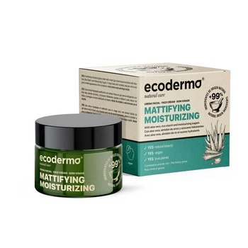Крем Ecoderma для обличчя зволожувальний матуючий з рисовим крохмалем бамбуком та натуральними вуглеводами 50 мл