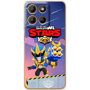 Силиконовый Чехол с Картинкой для Motorola G15 Power Принт (Бравл Старс Брок, Brawl Stars Brock) (66046-ysm022)