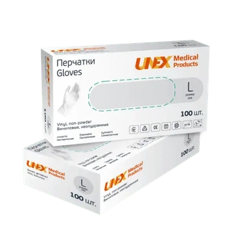 Перчатки виниловые Unex размер L