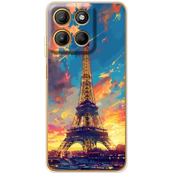 Силиконовый Чехол с Картинкой для Motorola G15 Power Принт (Париж, Эйфелева Башня) (66046-ysm038)