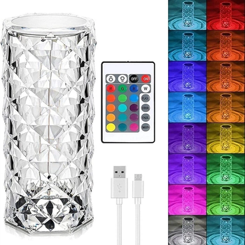 Настільна лампа Троянда з проекторним пультом RGB 5 Вт Crystal Rose rose diamond table lamp 220 x 90 мм USB/батарейки