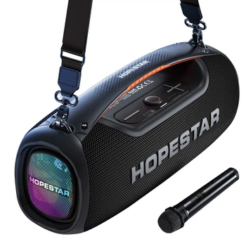 Портативная Bluetooth колонка Hopestar A60 с микрофоном 100 Вт, TWS, AUX/TF/USB, 8h с караоке беспроводная 507 × 188 × 223 мм. Черная