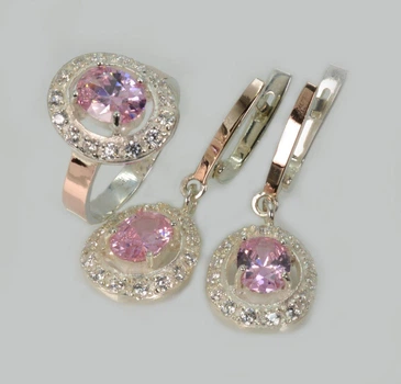 Серебряный комплект с золотыми накладками Silver Style 23