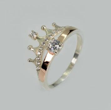 Срібне кільце з золотими вставками Silver Style 237к