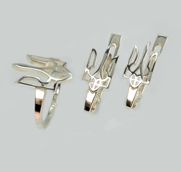 Серебряный комплект с золотыми пластинами Silver Style 241