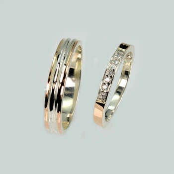 Пара серебряных обручальных колец с золотом Silver Style Обр40052к