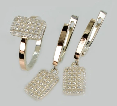 Серебряный комплект с золотыми пластинами Silver Style 287