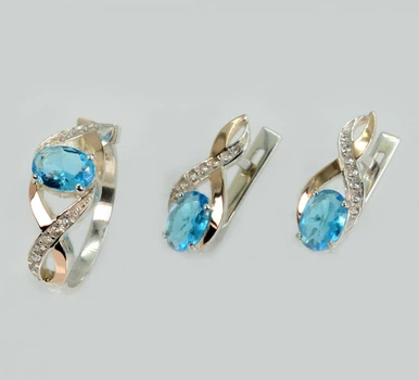 Серебряный комплект с золотыми пластинами Silver Style 143