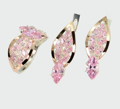 Серебряный комплект с золотыми пластинами Silver Style 172